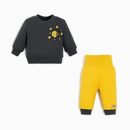 Kidsa (sweatshirt, trousers) minku, graphite/yellow color, height 74-80 cm