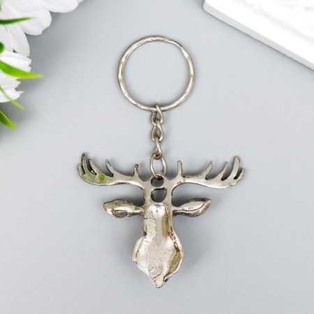 Trick Metal "Deer with turquoise pebble" silver 4x4.8 cm-2