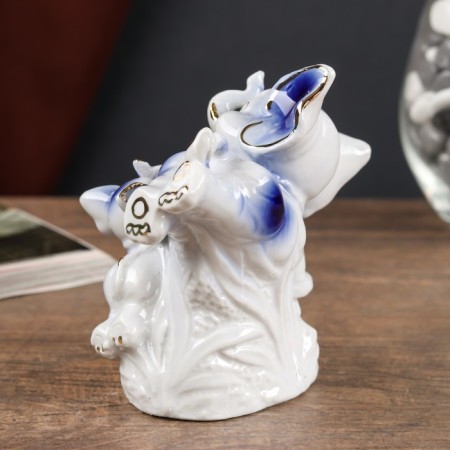 Souvenir Ceramics "Games Slonets" Blue with gold 10x6x10.2 cm-2