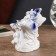 Souvenir Ceramics "Games Slonets" Blue with gold 10x6x10.2 cm