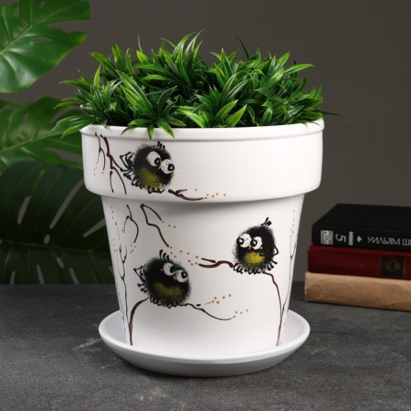 Flower pot "Birds" 7 l, white