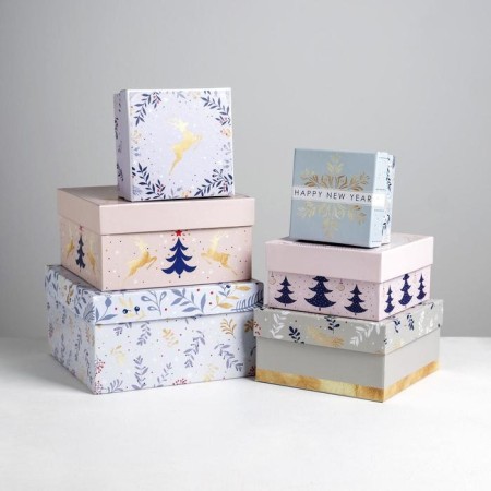 A set of gift boxes 6 in 1 "Tenderness", 10 x 10 x 6 - 20 x 20 x 11 cm, New Year
