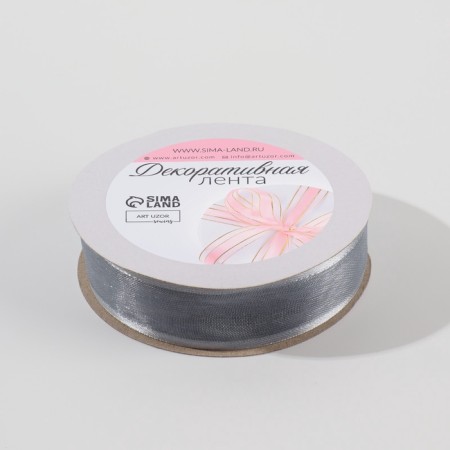 Decorative tape, nylon/satin, 20 mm, 18 ± 1 m, silver color-2