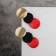 Azelia metal earrings curved circles, red-black color in gold