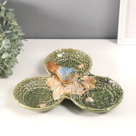 Souvenir ceramics stand "Bird in flowers. Patterns" 26x26x8.5 cm