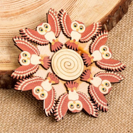 Hot "color owl", 11x11cm, juniper