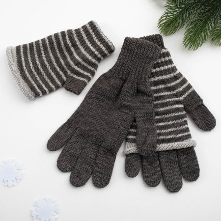Female gloves, dark gray color, size 18-2