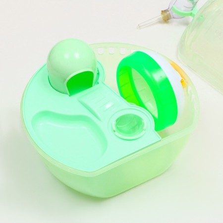 Carrier carrier carrier with a house, shelf, drinker, 29x23x23 cm, green-7
