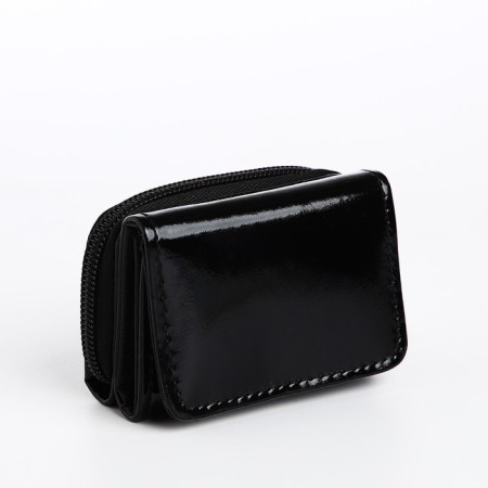 Women's wallet on the button, black color