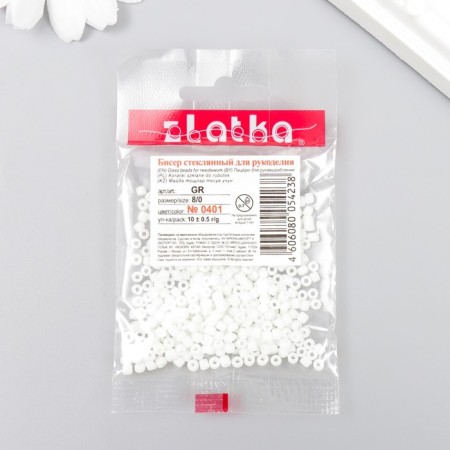 Beads "Zlatka" 08/0, 3 mm, 10 g 0401 white-2