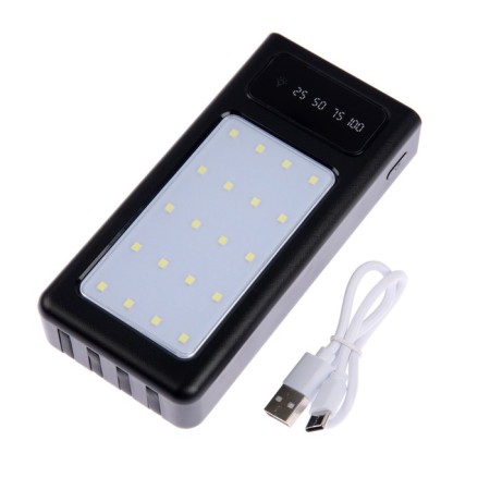 External battery 486, 20,000 mAh, Type-C/Lightning/MicroUSB cables, lantern, black-10