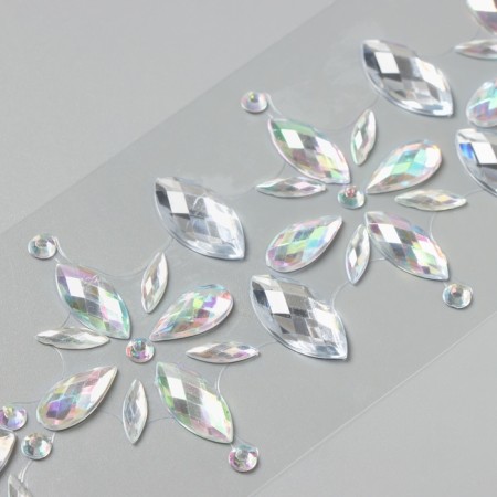 Stick plastic rhinestones "Flowers" silver 25x8.5 cm-2