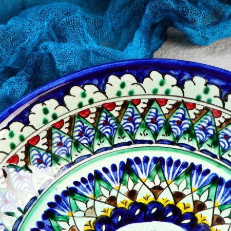 The plate of the Rishtan ceramics "Patterns", blue, deep, mix, 20 cm-3