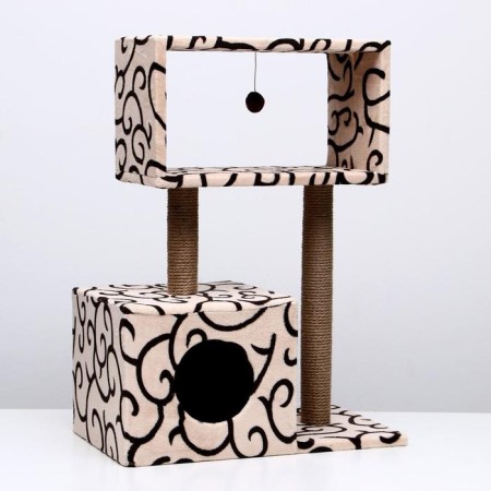 Cat House with Cube Cube, Mesonin and Toy, 60 x 35 x 85 cm, Mix of Flowers