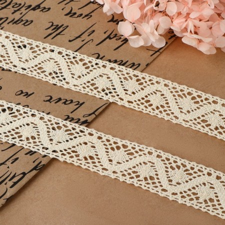 Knitted lace, 25 mm × 10 ± 1 m, beige color-1