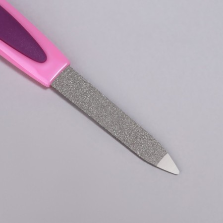 Metal peel-trimmer for nails, rubberized pen, 14 cm, color mix-2