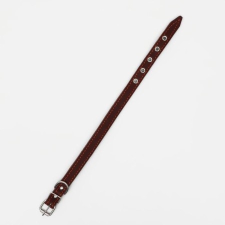 Leather collar on synthetic winterizer, 45 x 2 cm, Osh 25-35 cm, brown-2