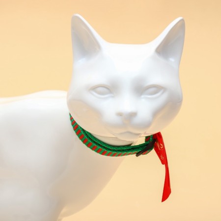 Collar + bow + New Year's suspension "Gifts", 30 x 1 cm, kapron, green-2