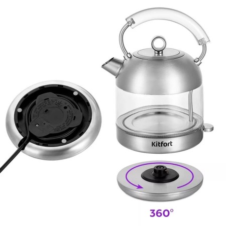Electric KitFort KT-6630 kettle, 1.7 l, 2200 watts, silver-5