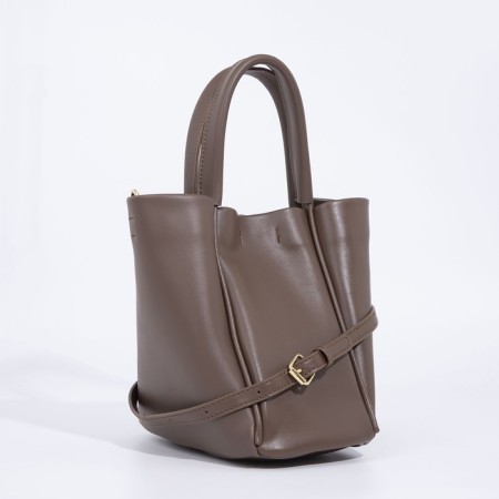 Bag Women's Tout with zipper, brown color-3