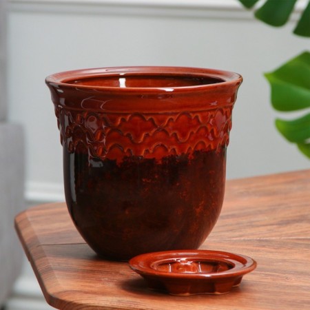 Pot Flower Uta No. 3, brown 2.5 liters-1