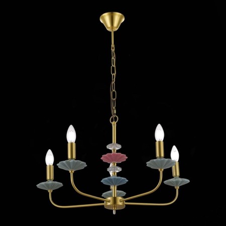 Suspended EVOLUCE lamp. Sle1117-203-05. Attic. 5x40 watts, E14, 65x65x40 cm, golden color-1