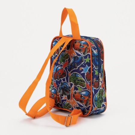Baby backpack on lightning, external pocket, blue/orange color-1