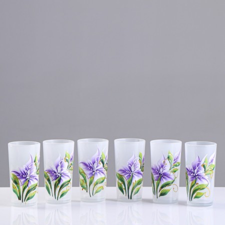 Set for juice with tray "Iris" Art painting, 6 glasses 1250/200 ml, white mats-1
