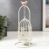 Summary Metal for 1 candle "A cage with flowers with pink bird" White 28.5x12x12 cm
