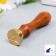 Printing for wax with a wooden handle "Cat and Flower" 9x2.5x2.5 cm