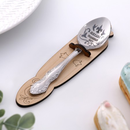 A spoon is registered, tea, with an engraving "Michael", h = 14