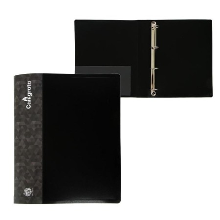 Folder on 4 rings A4, Calligrata, 40 mm, 700 μm, inner pocket, pocket for a spine, black