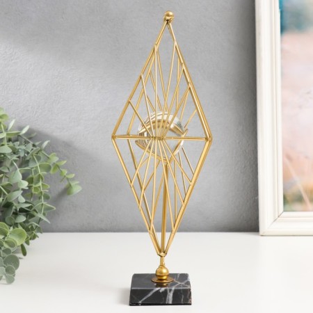 Souvenir interior metal, glass "Geometric rhombus" gold 28x13x13 cm-1