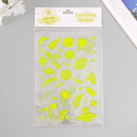 Plastic sticker phosphorus "Bright cosmos" mix 27x15.5 cm-1