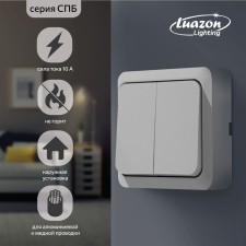 Выключатель Luazon Lighting "СПБ", 10 А, 2 клавиши, белый