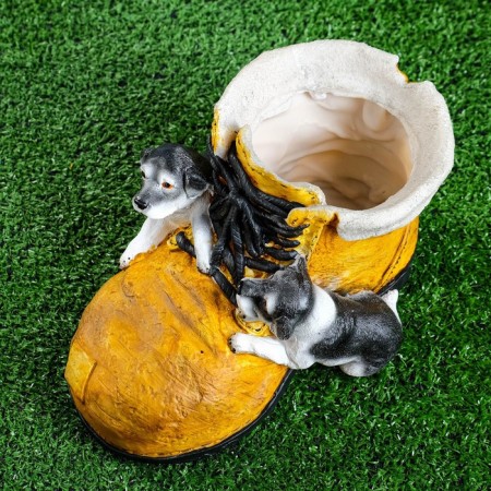 Figure pot "Boat with puppies" 25x18x15cm-4