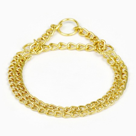 Collar - half -storage of two -rowing metal, 40 cm, wire thickness 2 mm, golden-1