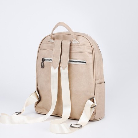 Women's backpack made of artificial leather with lightning, 1 pocket, beige color-3