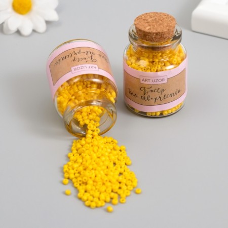12/0 round beads in the bottle "Bright lemon" 2x20 g set 2 pcs