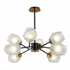 Ceiling EVOLUCE lamp. Sle205102-08. Terramo. 8x60 watts, E27, 82x82x58 cm, brass color, black