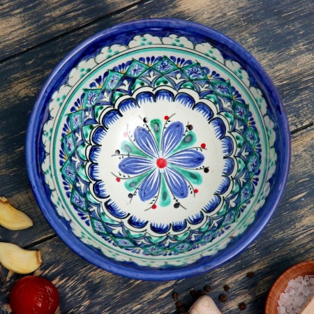 Rishtan ceramics "patterns" 15.5 cm, medium, blue mix-5