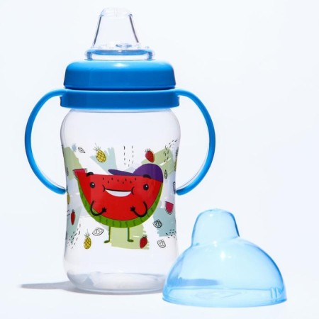 Drunker - children's impotion with soft nose "Fruits", 270 ml., With handles, color mix