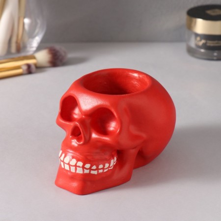 Interior item "Skull" 7*10cm red, white teeth-4