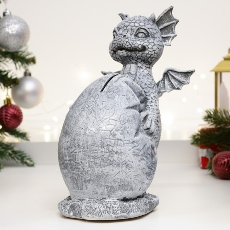 Piggy bank "Dragon" Gray stone, 12x17x22cm-1