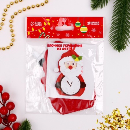 Set for creativity - Create a Christmas tree decoration from the felt "Santa Claus with a clock"-3