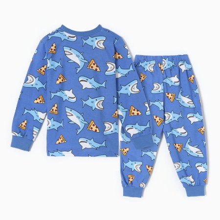Pajamas for boys, blue color/sharks, height 116 cm-5