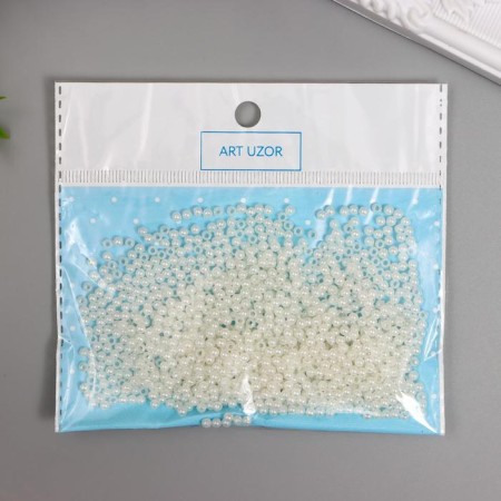 Beads for creativity plastic "White Pearls" set 15 grams d = 0.3 cm-4