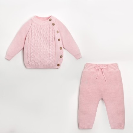Knitted crumb set "Cute" growth 98-104 cm, pink color