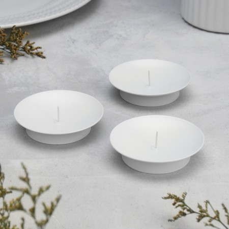 Set of candlesticks Metal "Lotus", 7.5x2 cm, 3 pieces, white-5