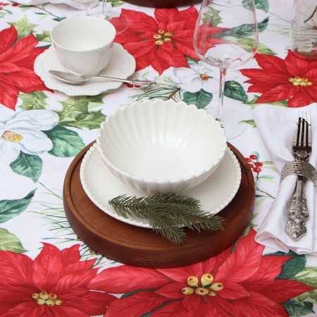 Grinding tablecloth "Christmas flowers" 145*180 cm, 100% p/e-3